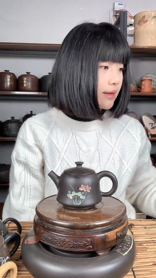 【闪购商品】罐建水紫陶手工彩填壶