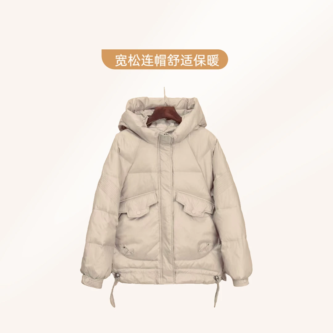 NN1168-时尚外套休闲百搭连帽宽松韩版冬季女士