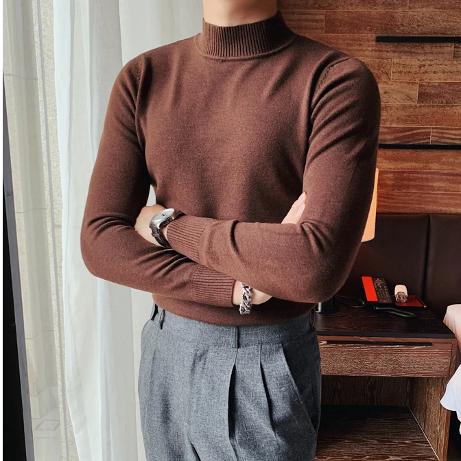 猎撒高级感半高领毛衣秋冬韩版修身针织打底衫休闲中领内搭线衫