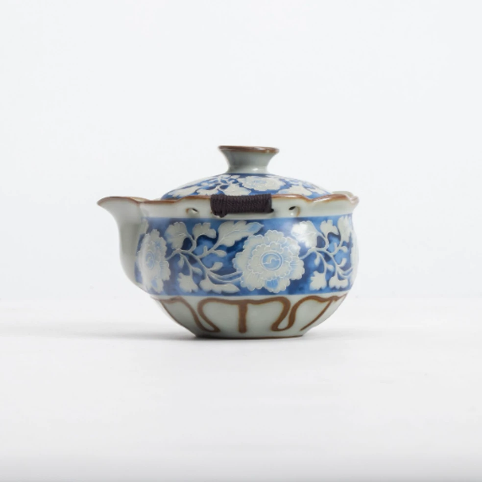 元青花防烫手抓宝瓶泡茶壶01J23