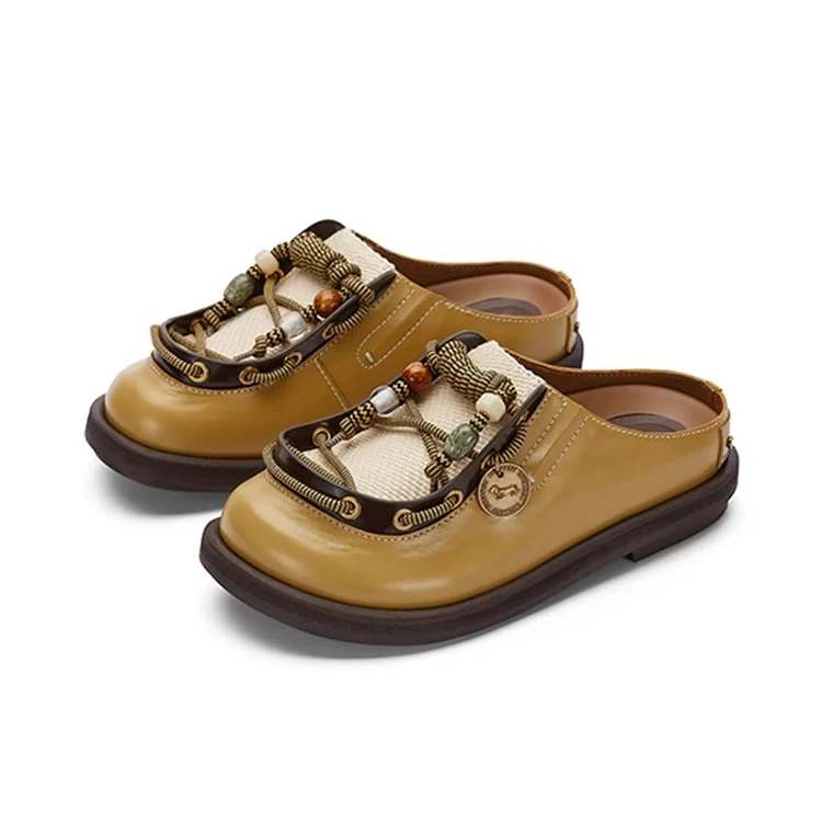 SugarSu 酥履真皮厚底度假勃肯拖圆头复古百搭包头拖鞋女25春季新