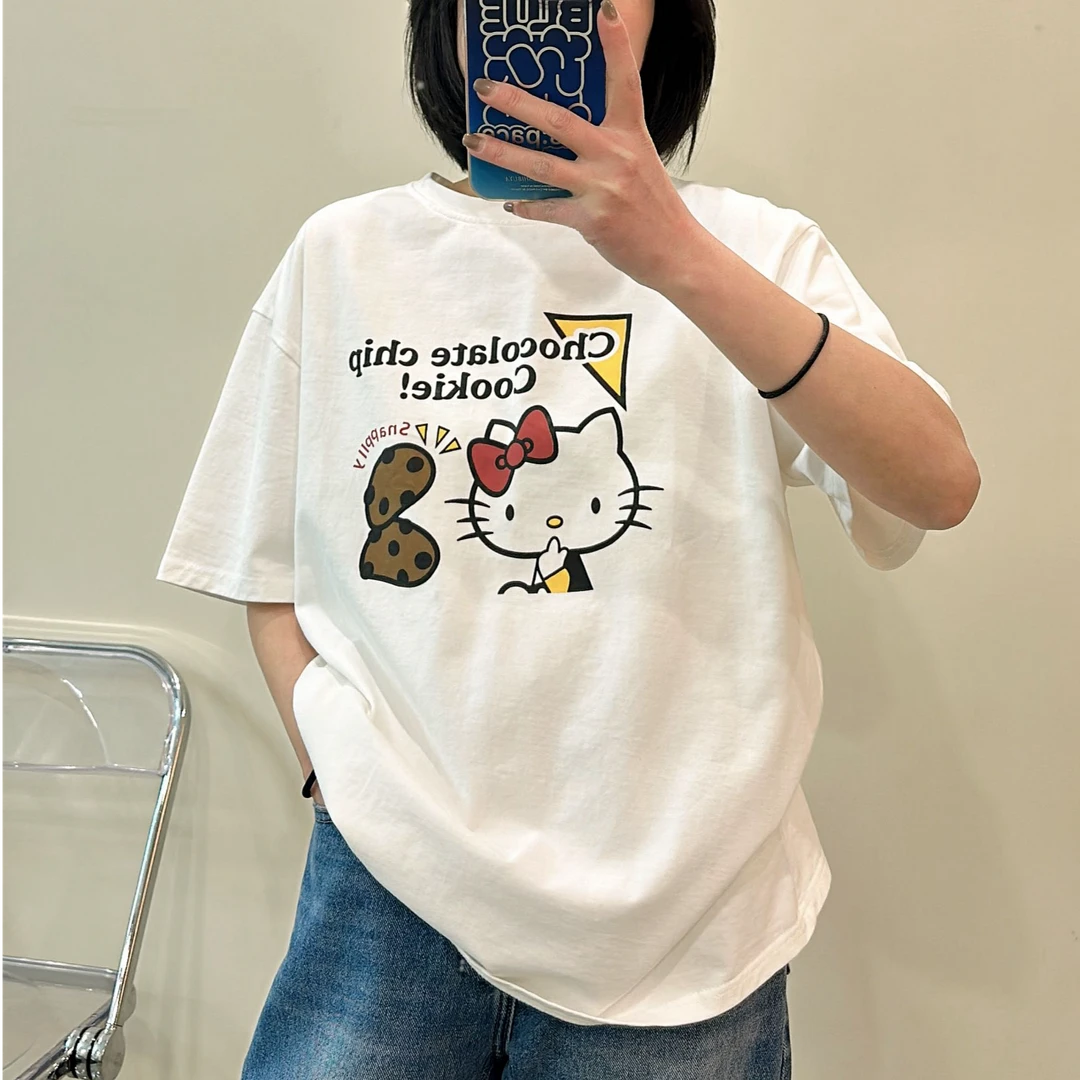 002小CC时尚穿搭2025新款欧货宽松休闲减龄可爱kitte圆领短袖