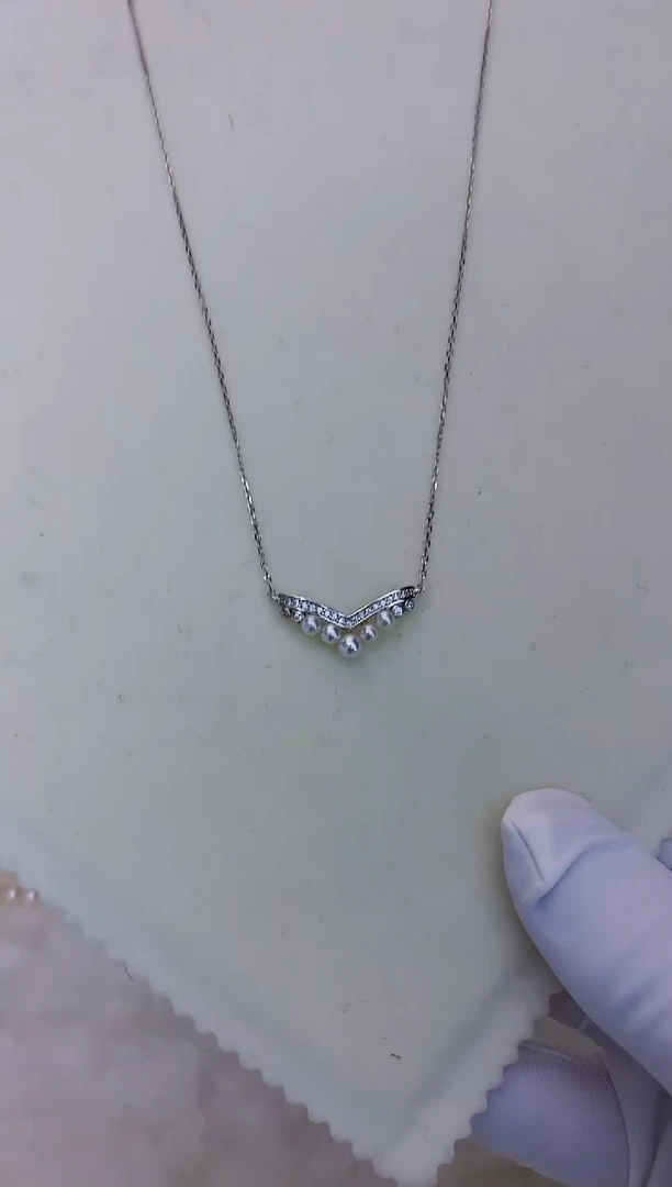 银S925镶嵌海水珍珠饰品多珠皇冠套链