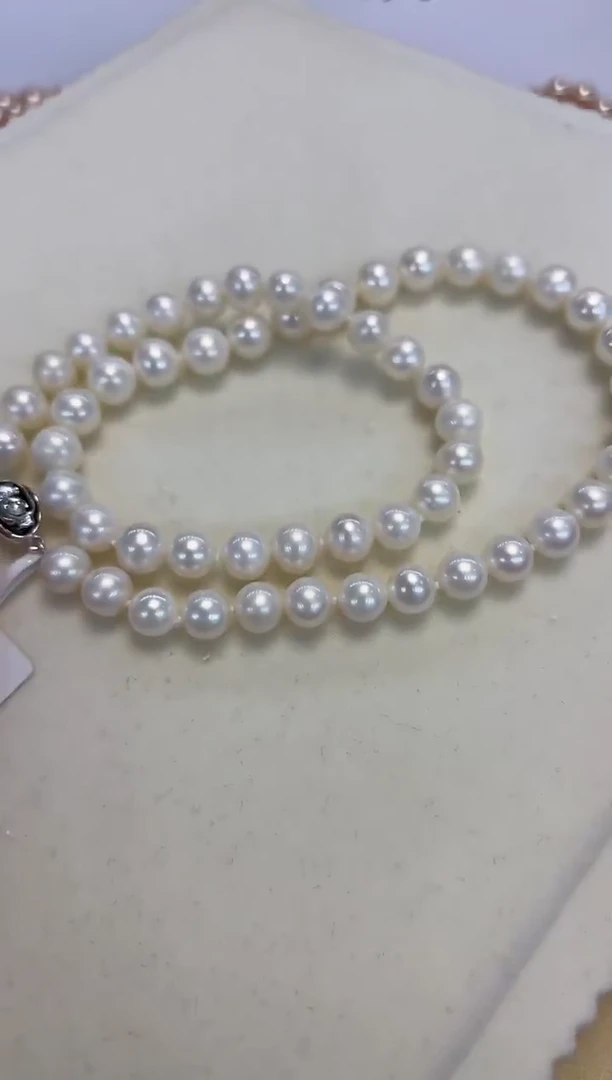 颈饰银S925镶嵌淡水珍珠7-8MM无核