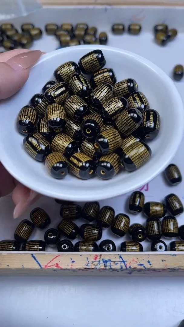 未镶嵌散珠玛瑙/玉髓B315 黑玛瑙 心经桶珠10*14mm3颗9.9元