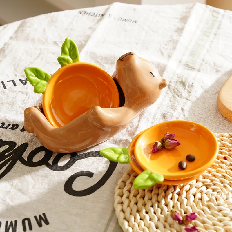 高颜值卡皮巴拉简约蘸料碟酱料碟创意可爱卡通收纳套装醋碟调味碟