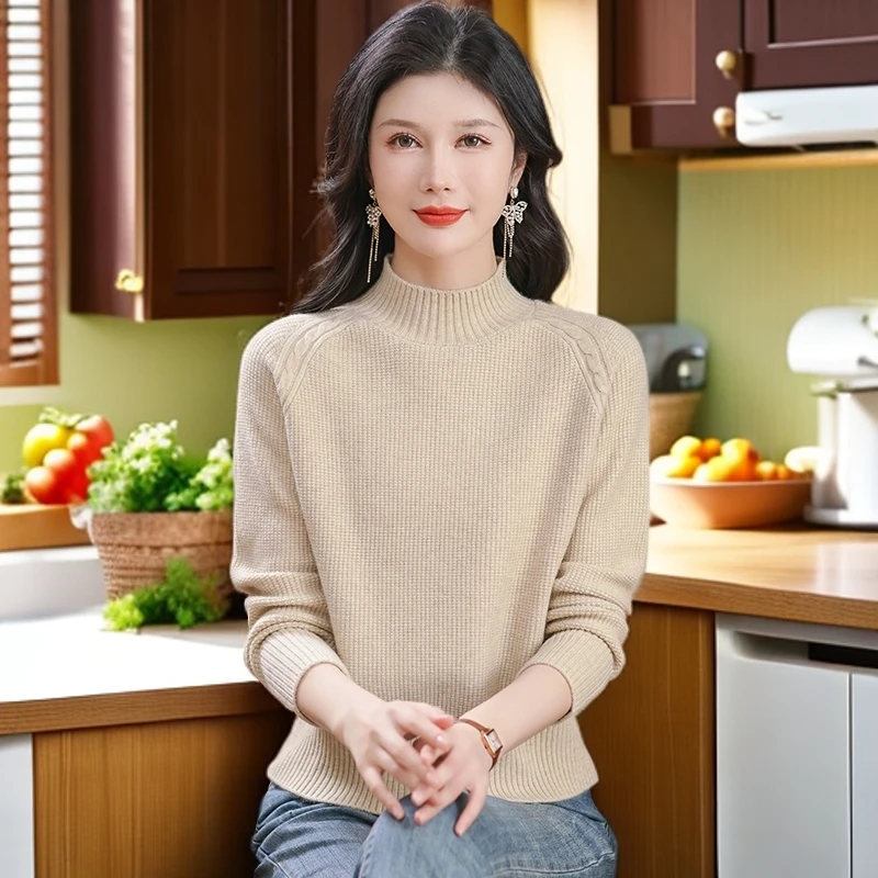 半高领毛衣女秋冬2025新款内搭纯色百搭打底衫高级感显瘦针织上衣