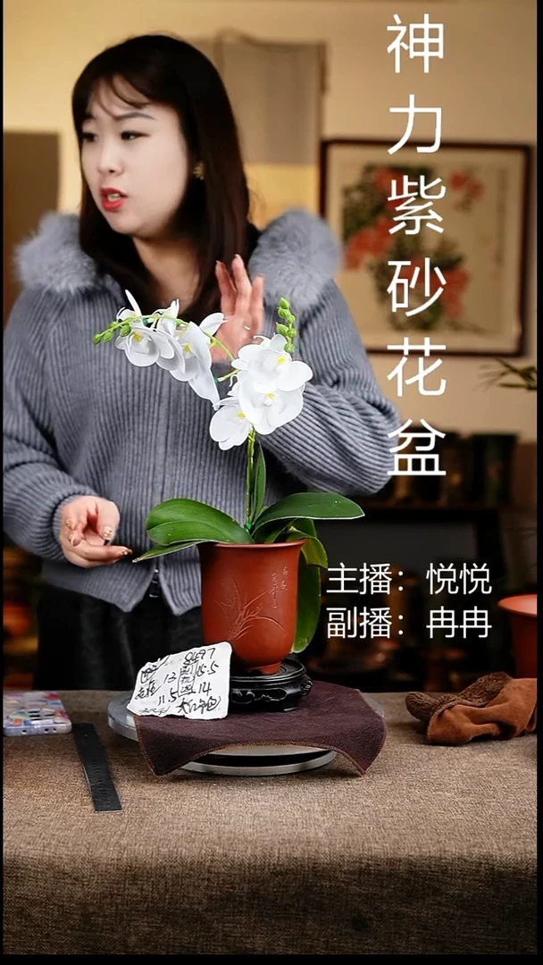 紫砂花盆花卉工艺8497+s微瑕