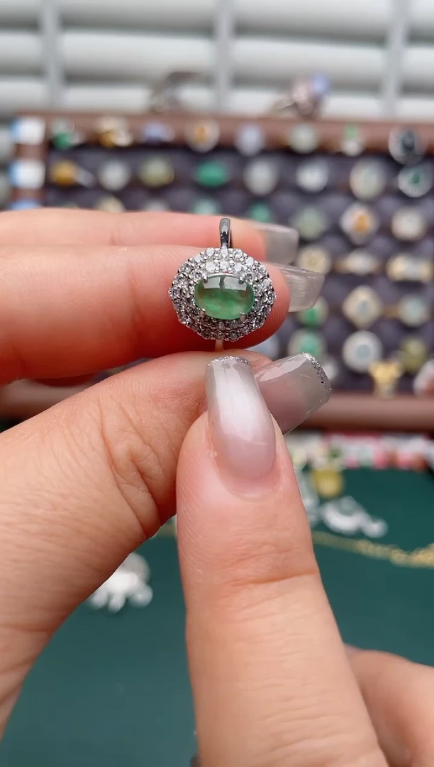 银S925镶嵌戒指翡翠.