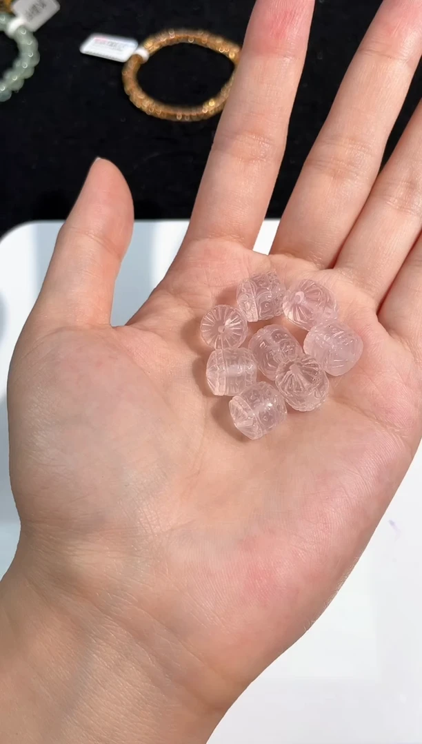 【闪购商品】水晶手链未镶嵌54号粉水回纹桶珠配件款