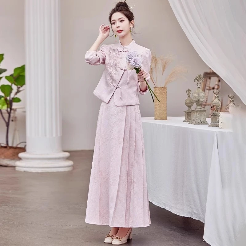 新中式国风连衣裙套装2025新款女春秋冬轻奢高级感减龄漂亮一整套