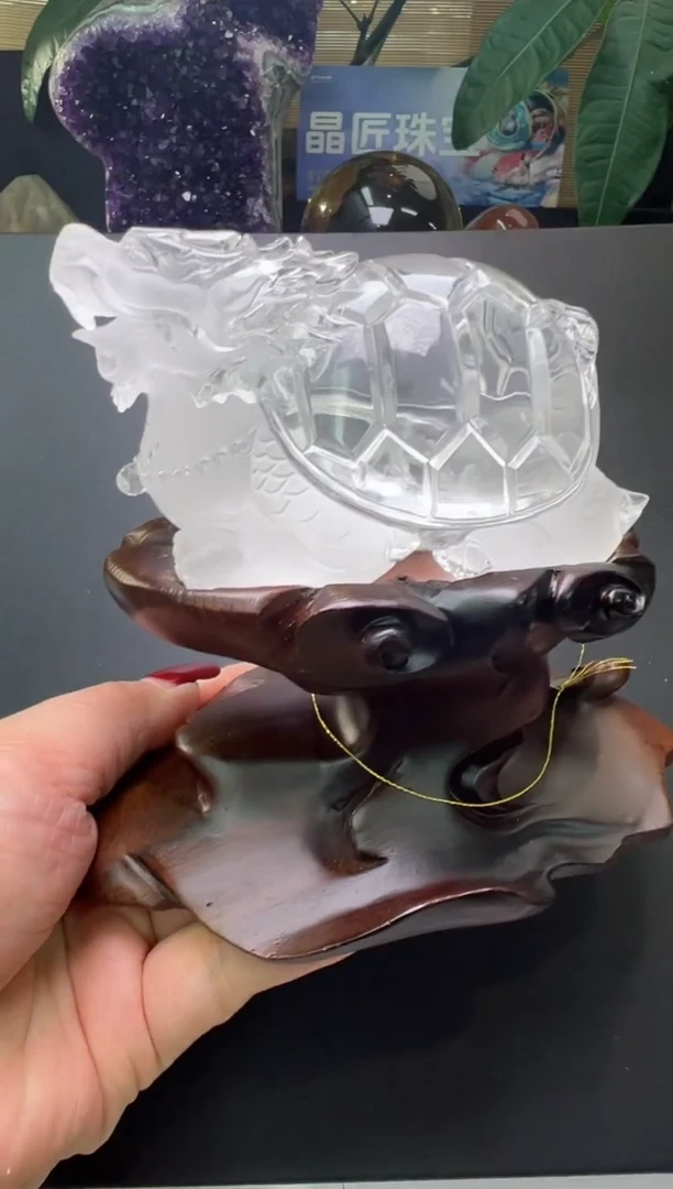 【闪购商品】水晶摆件未镶嵌白水晶龙龟摆件 JP38257