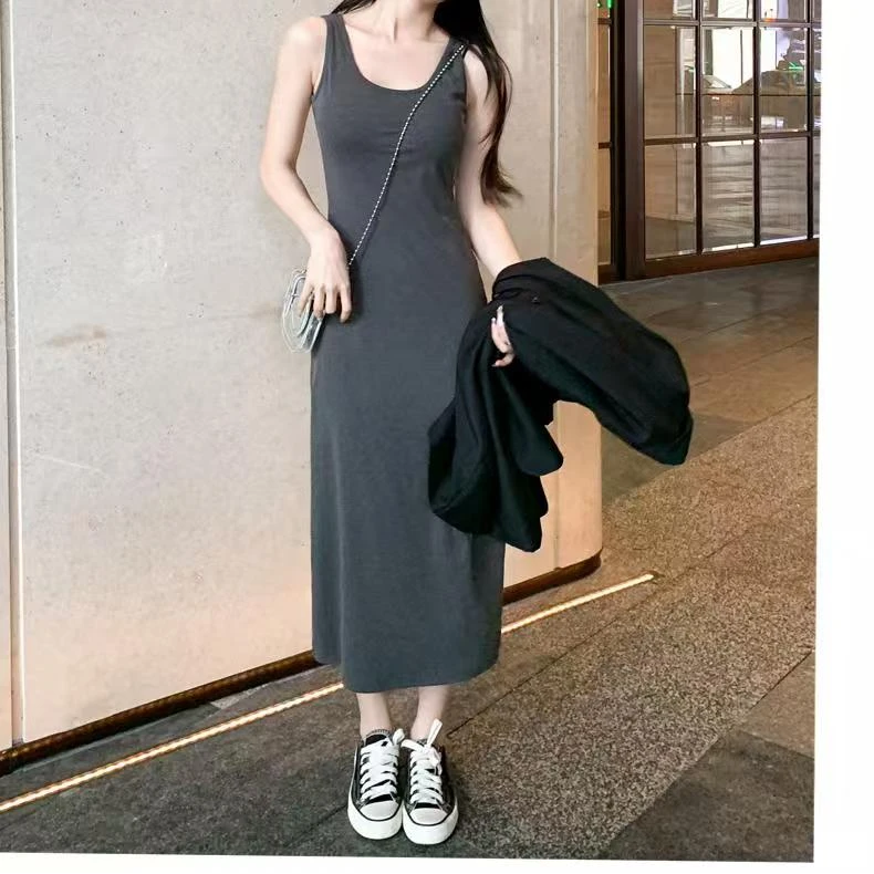 气质女神25年春夏新款韩版轻奢时尚显瘦百搭打底背心连衣裙9817