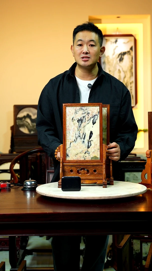 石材大理石画屏风摆件