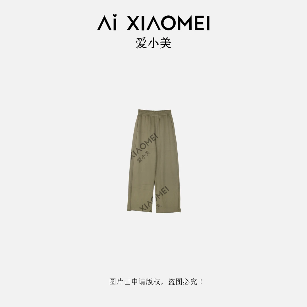 空气层极简风高腰松紧直筒百搭休闲裤秋季新品长裤KZ-1182