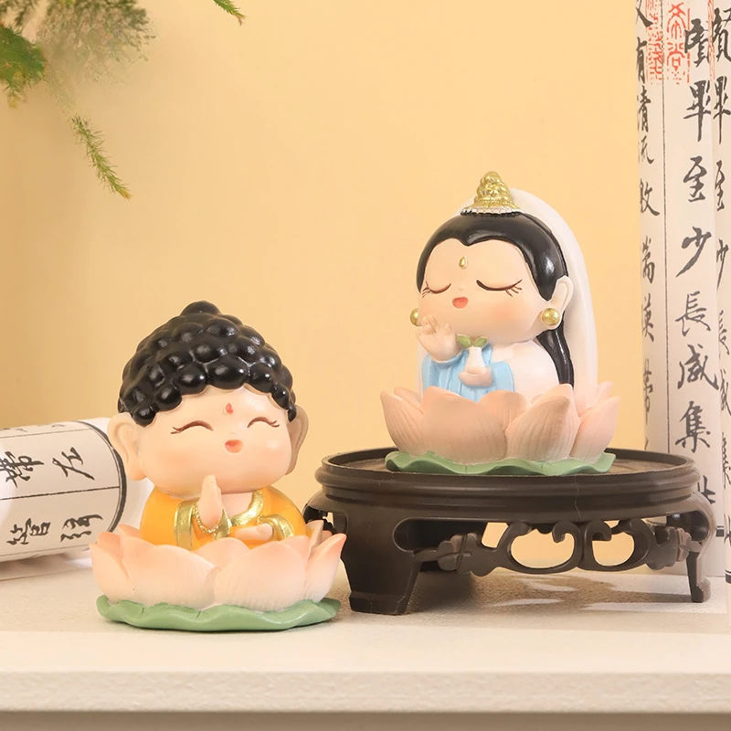 创意欢喜神仙小摆件可爱月老办公桌面装饰观音如来乔迁生日礼物