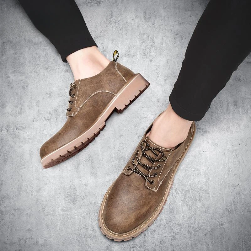 淳启马丁靴男2025新款百搭小码男休闲韩版透气时尚英伦风工装鞋