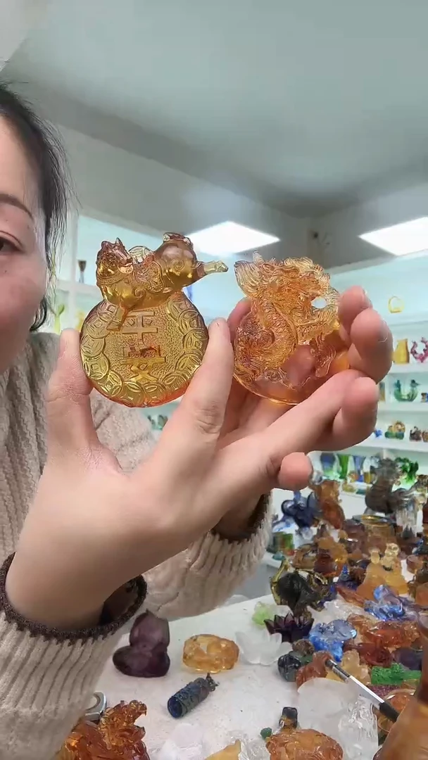 手工艺品琉璃唐马+祥云龙