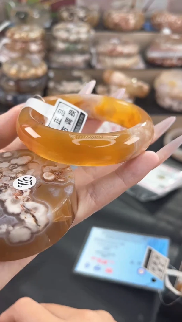 未镶嵌手镯石英质玉天然樱花玛瑙手镯（镯心赠品不保证完美）59