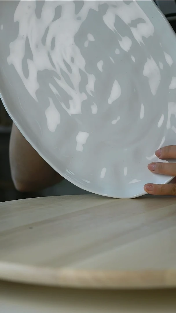 陶瓷微瑕手捏手作椭圆盘32.5cm@4-2@