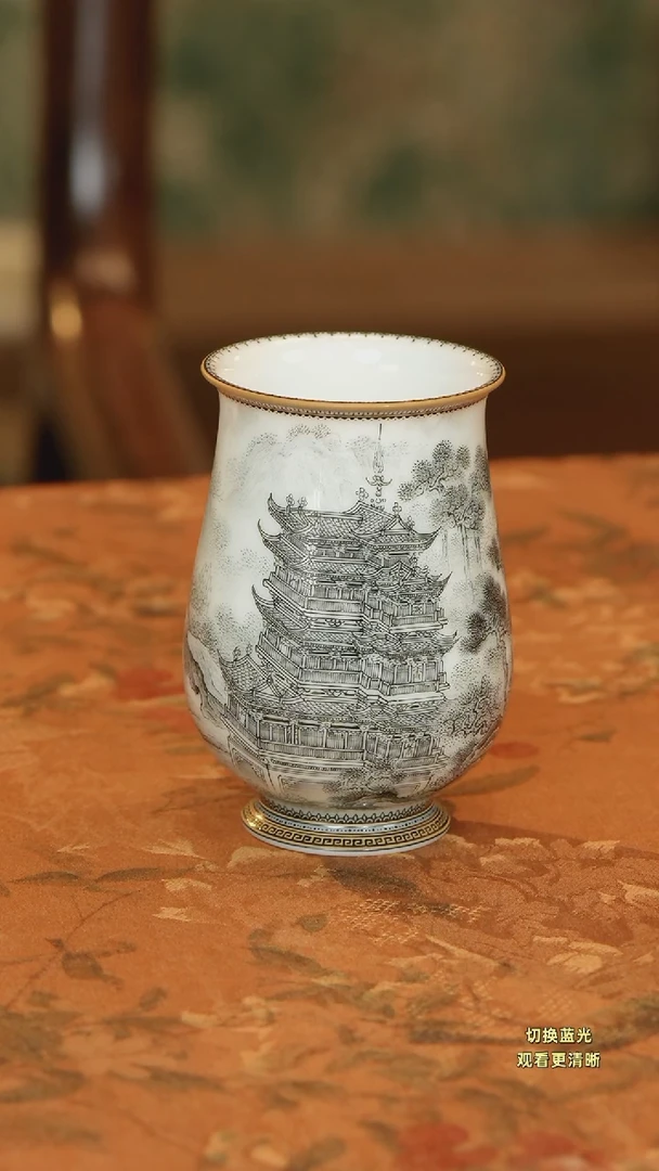 用****3手绘墨彩滕王阁精工重工主人杯