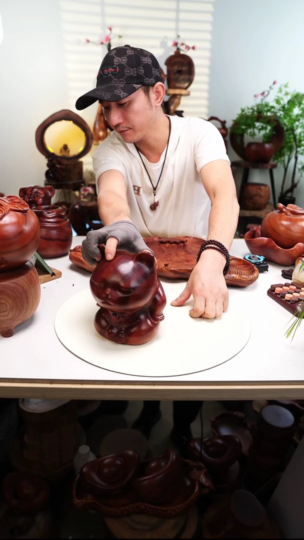 木香樟木摆件/微瑕猫摆件