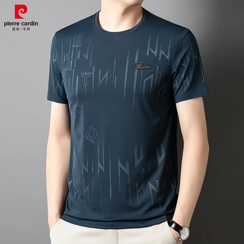 皮尔卡丹【高品质高质量】短袖薄款圆领烫钻T恤男冰丝休闲夏季体恤