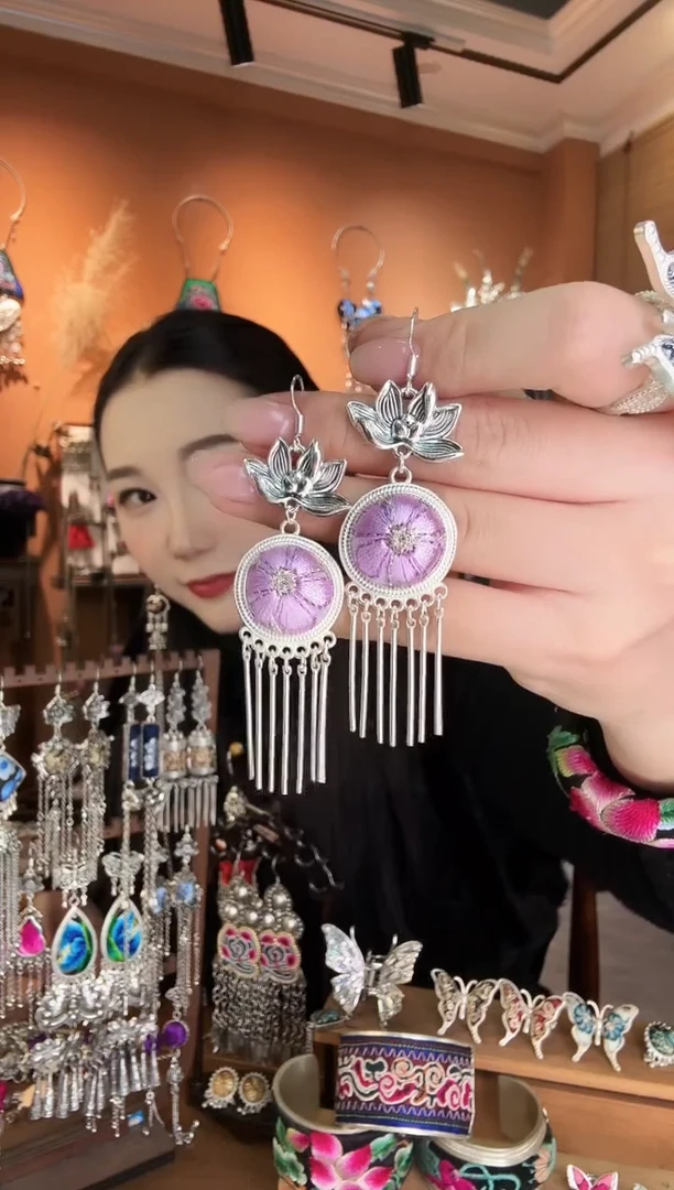 刺绣纯手工民族风耳环