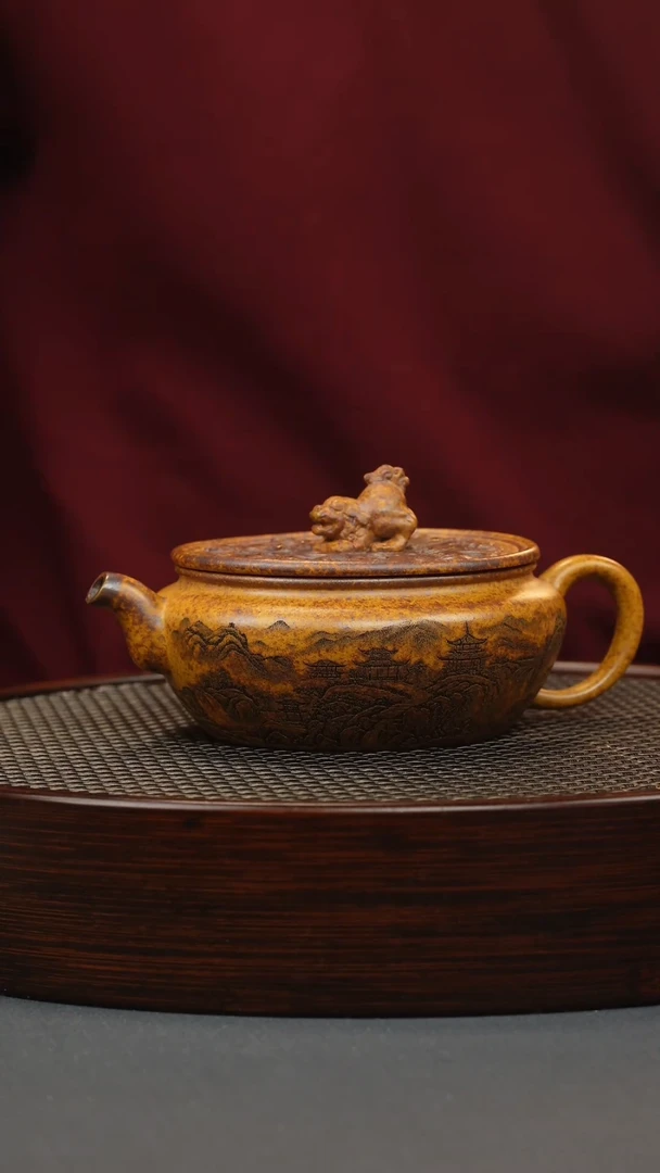 【闪购商品】紫砂茶壶龙骨金砂兽钮壶