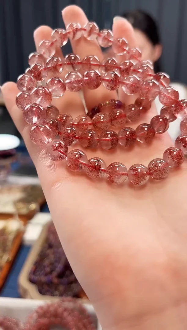 未镶嵌手串水晶金草莓超七单圈手串9mm【多样性发一】