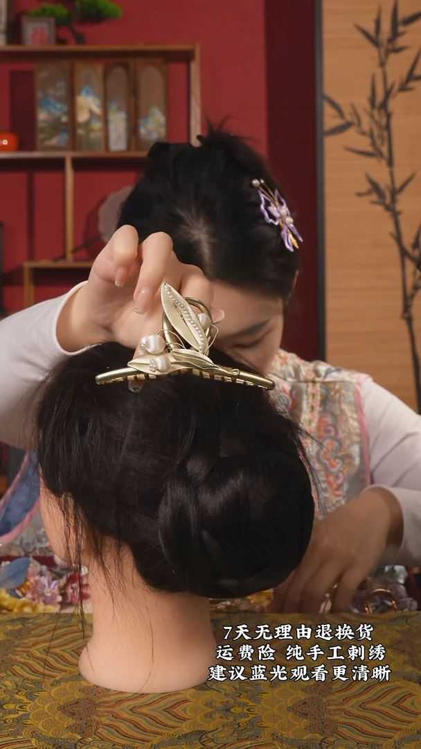 织绣73非遗缠花纯手工鲨鱼夹