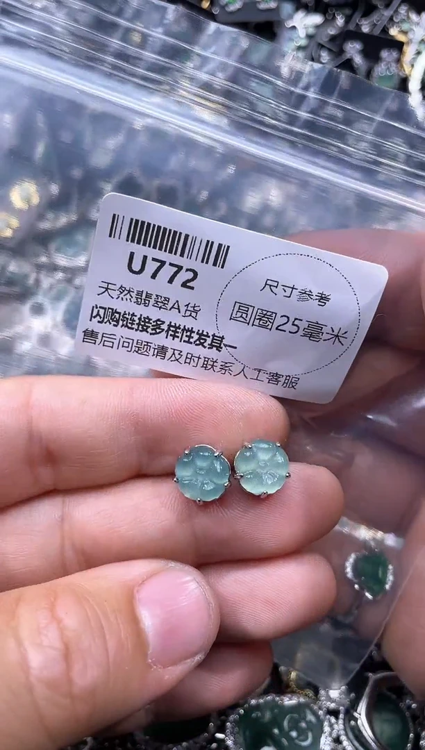 【闪购商品】翡翠颈饰未镶嵌U772耳钉