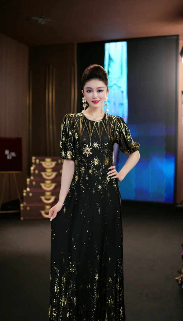 (娴儿)-高贵轻奢显瘦气质时尚法式设计师连衣裙D29278