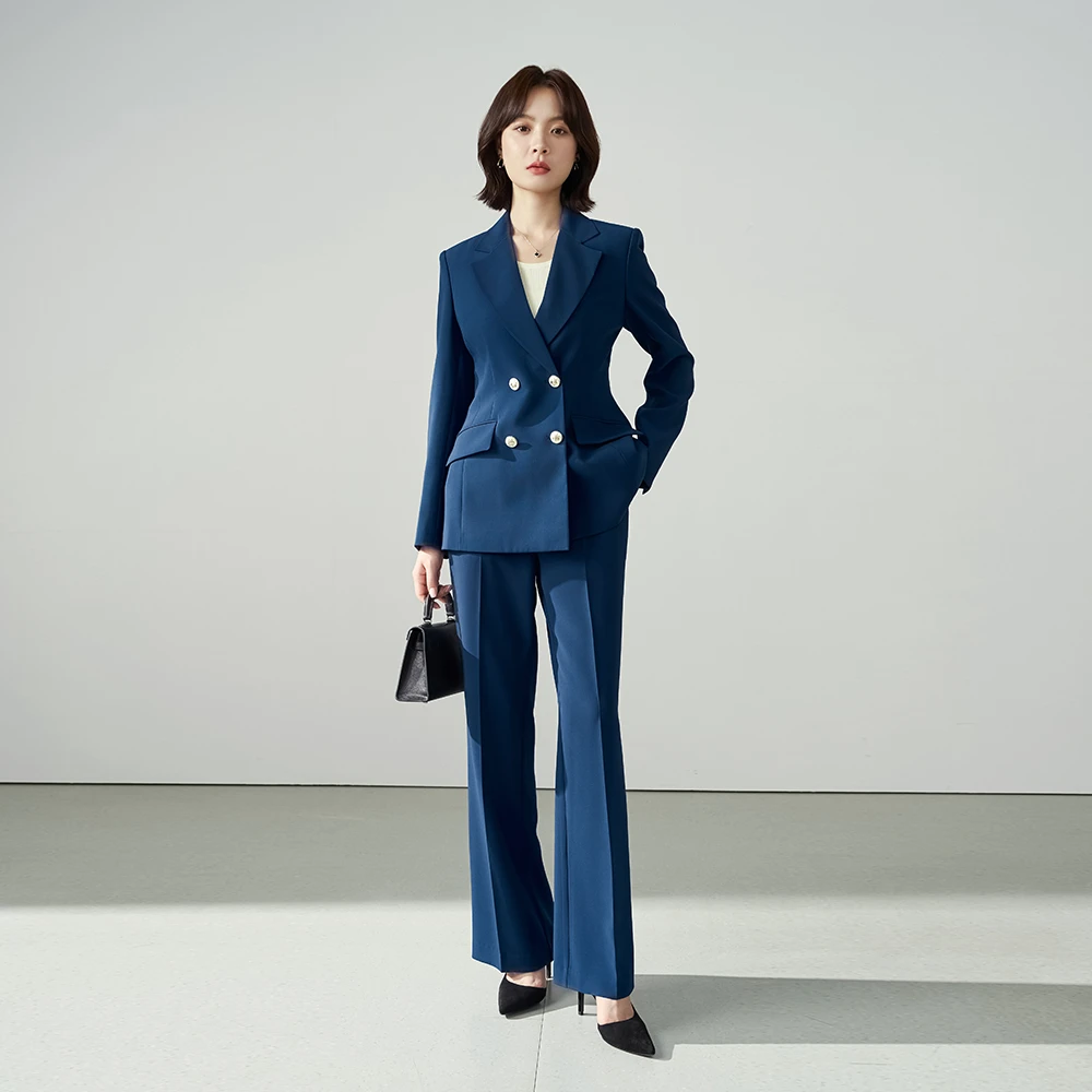 伯德小姐藏蓝色西装套装女秋面试职业正装高级感职场通勤西服外套