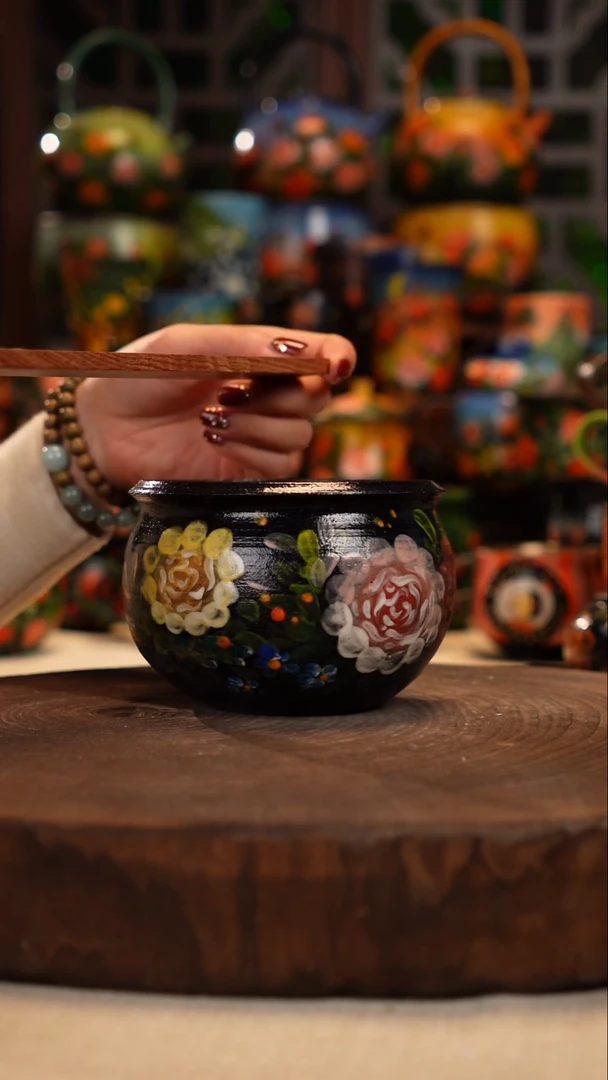 紫砂油画釉下彩手绘