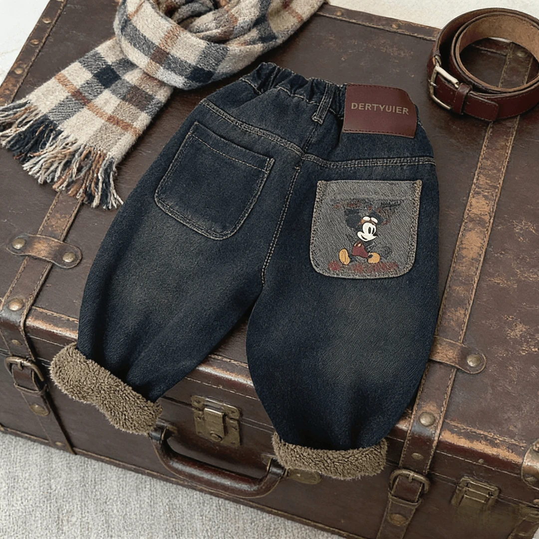 新款韩版儿童加绒牛仔裤男童冬装中小童加厚宝宝秋冬季休闲裤潮裤