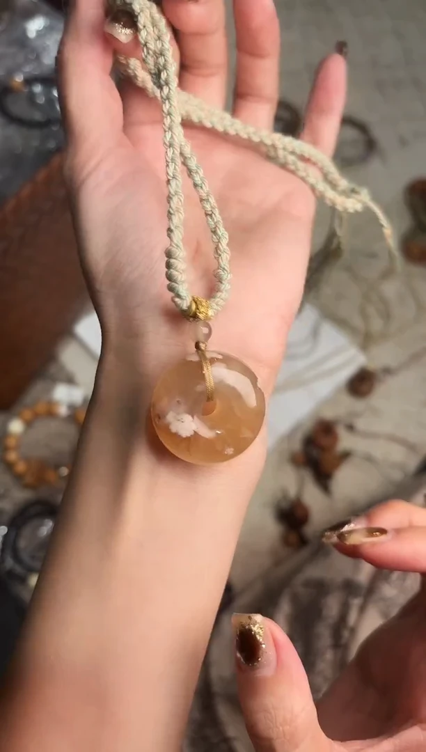 手串核桃未镶嵌樱花玛瑙盘平安扣脖挂