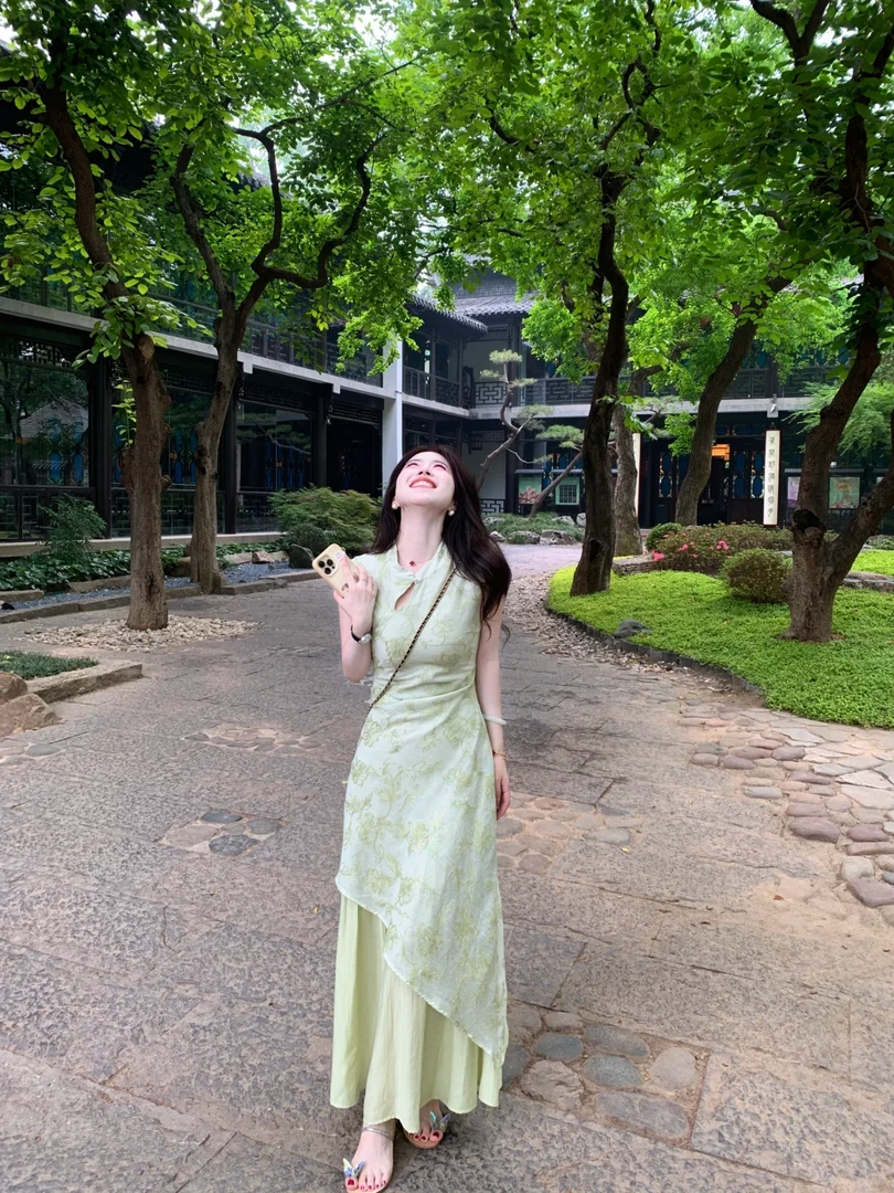 新中式国风改良旗袍连衣裙女2025夏季新款高级感假两件气质长裙子