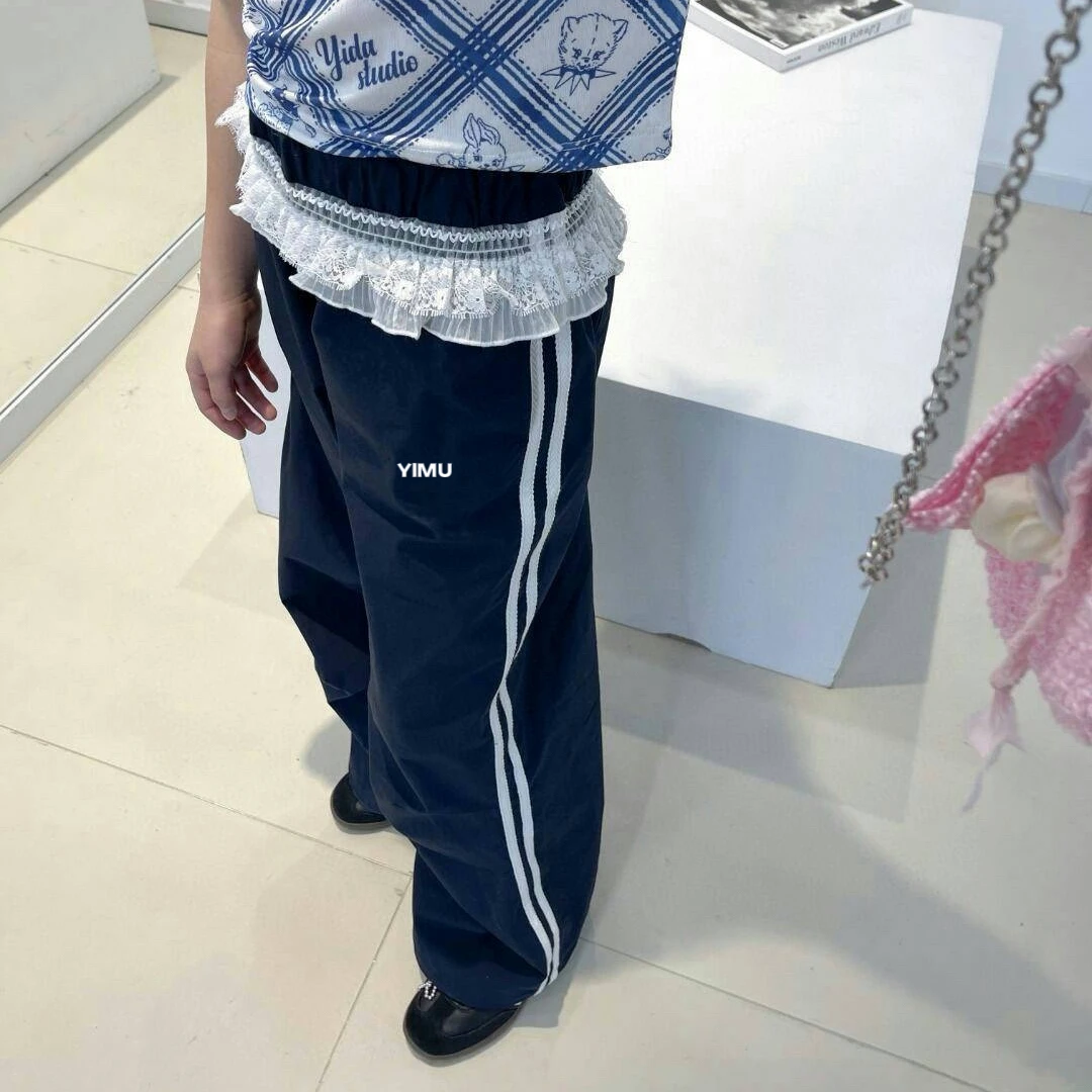 熙爱2025夏季中大女童韩版花边速干 运动裤可束口休闲裤25923