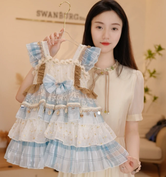 【Y.d5779】2025新款夏季女童重工洛丽塔蛋糕背心裙女宝洋气公主裙