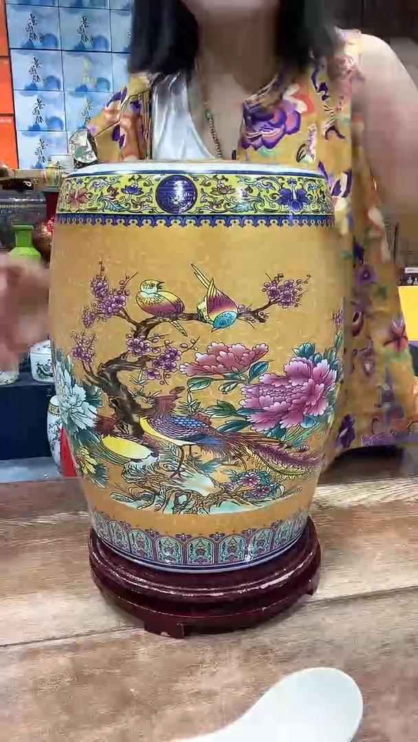 摆件景德镇珐琅彩米缸