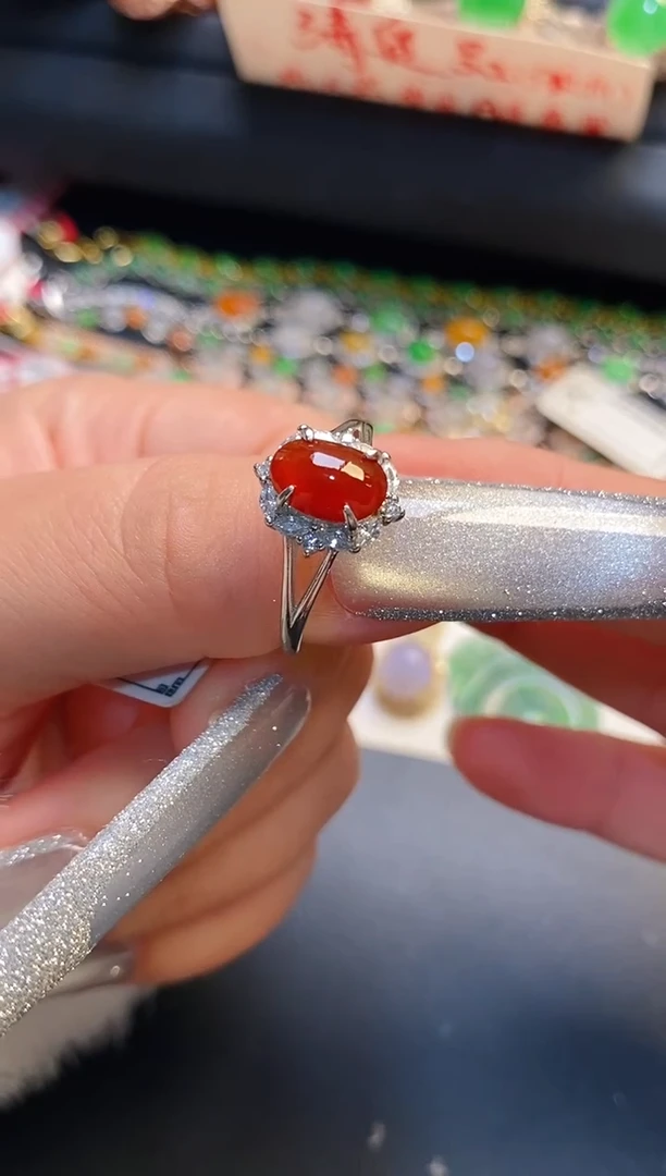 银S925镶嵌戒指翡翠天然