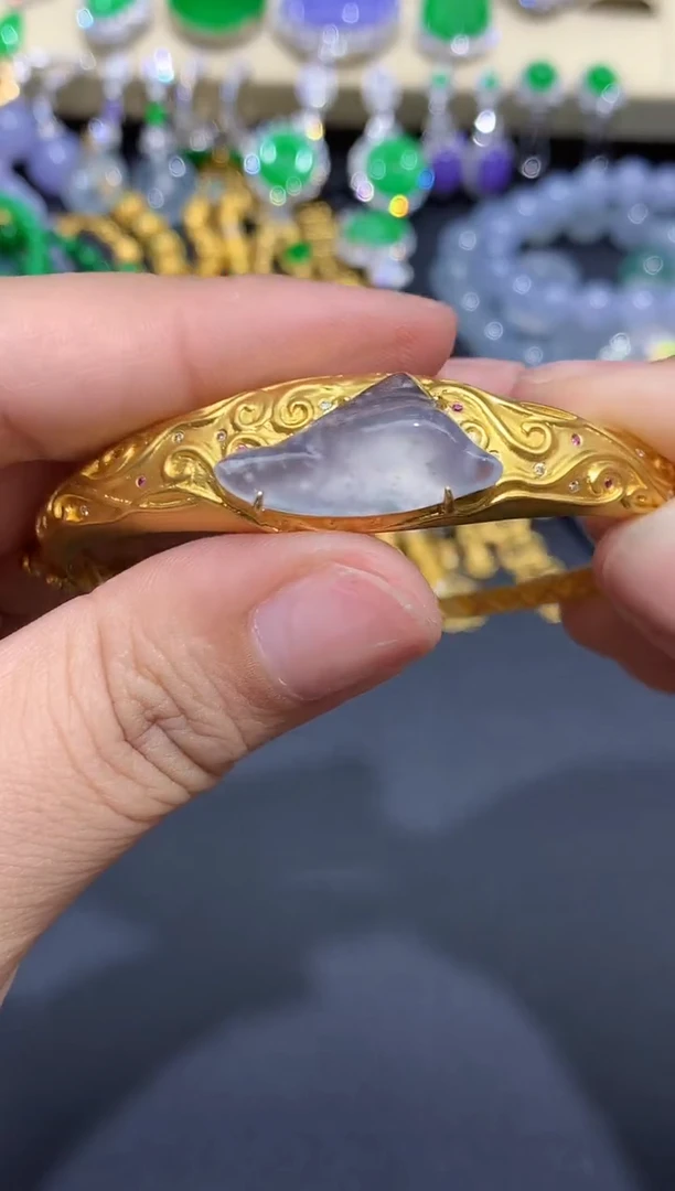 翡翠手镯18K金镶嵌680-春日珠宝