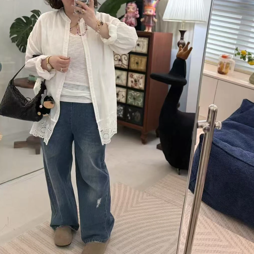 Meet遇见-春季苎麻蕾丝边衬衣