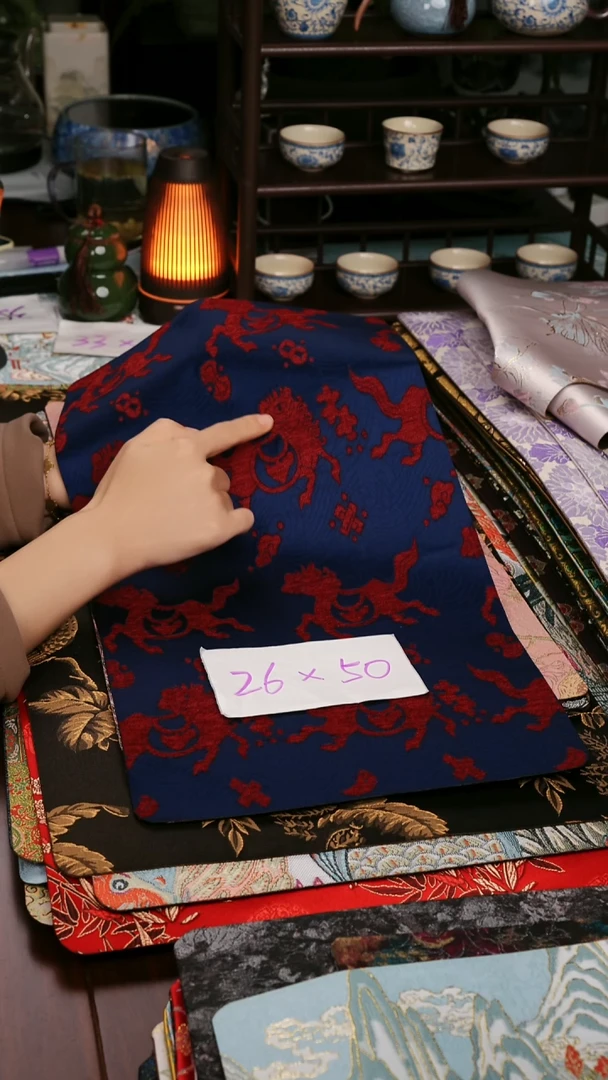 【马上有钱蓝单面】中国风干泡织锦茶席26*50