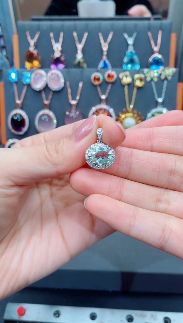 吊坠(不含链)银S925镶嵌水晶水晶吊坠