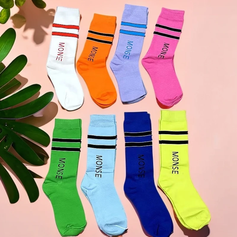 9359多巴胺色长筒袜子