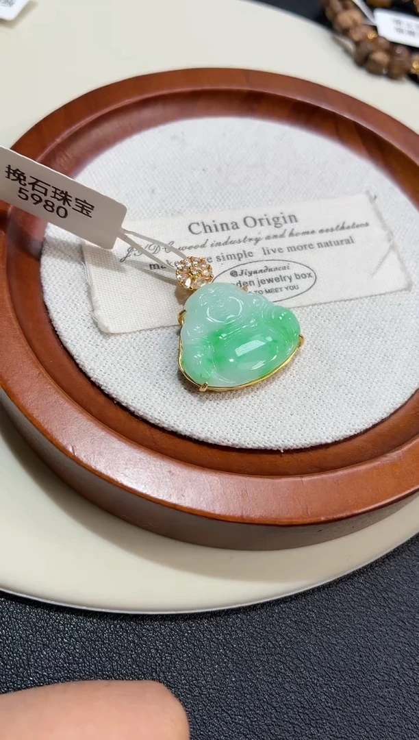 吊坠(不含链)银S925镶嵌翡翠【挽石珠宝】佛公