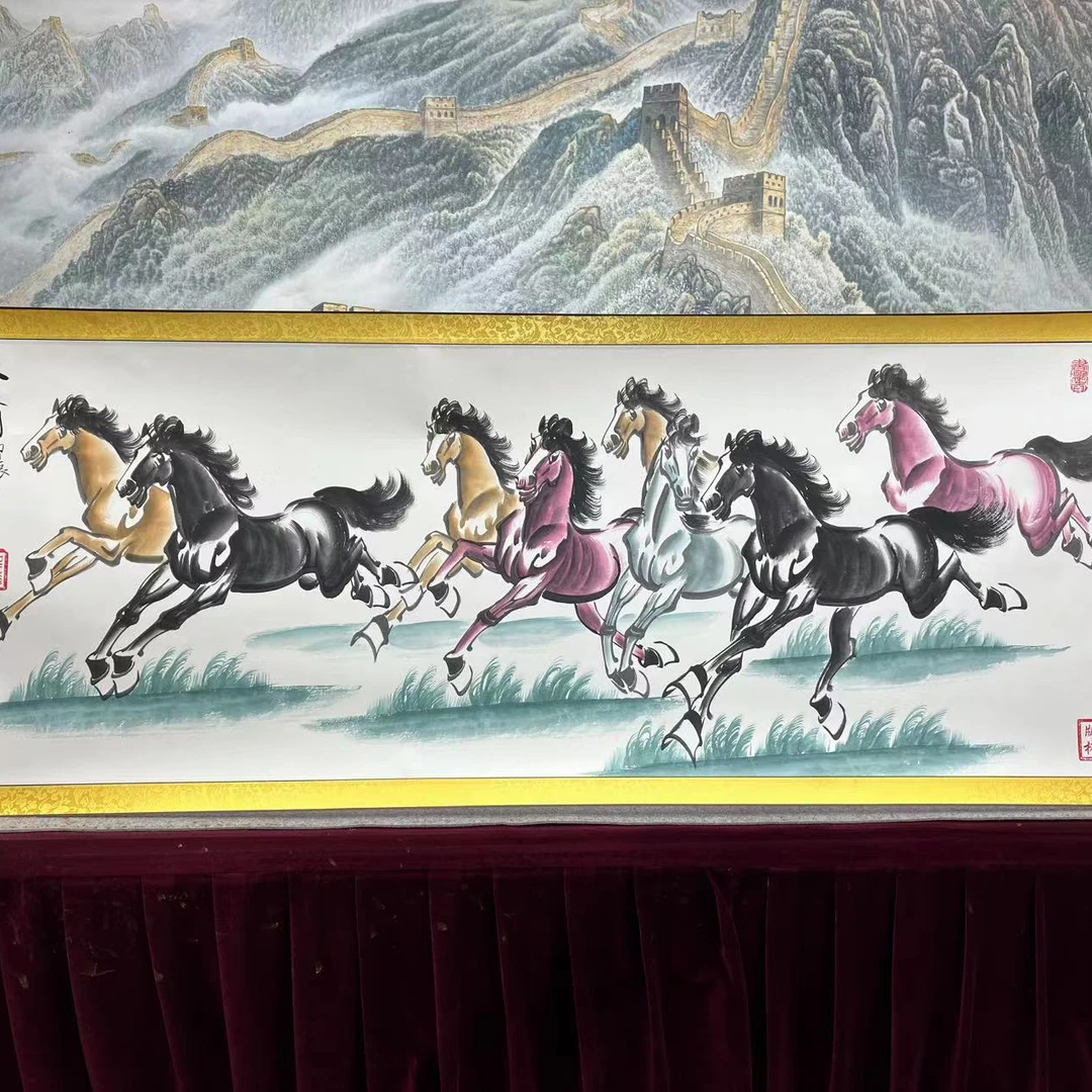 陈明升-八骏图-卷轴书法作品