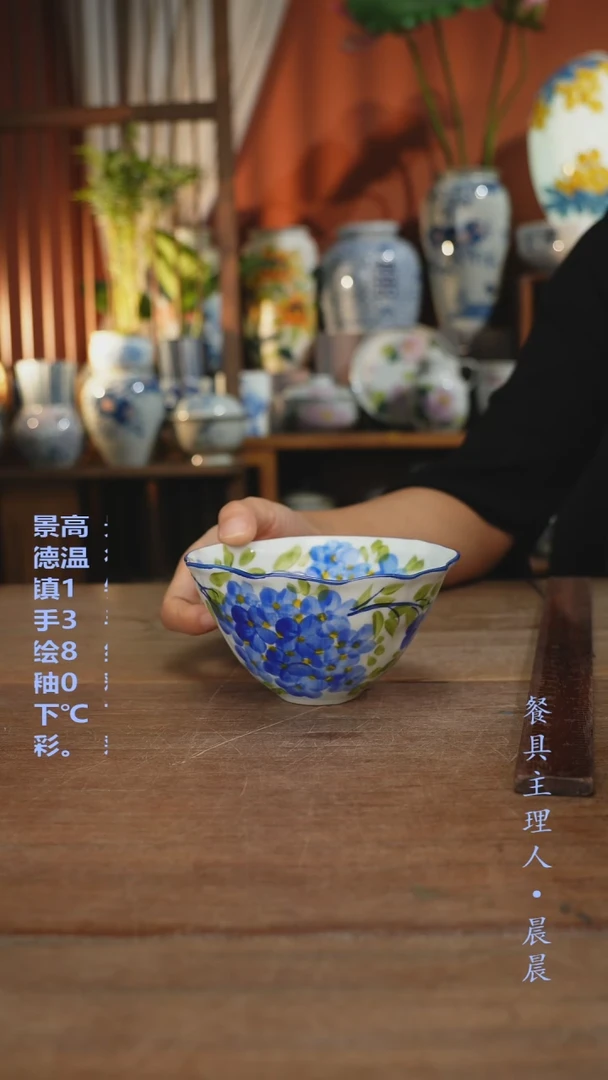 瓷片【简家甄选】景德镇设计师釉下手绘陶瓷餐具